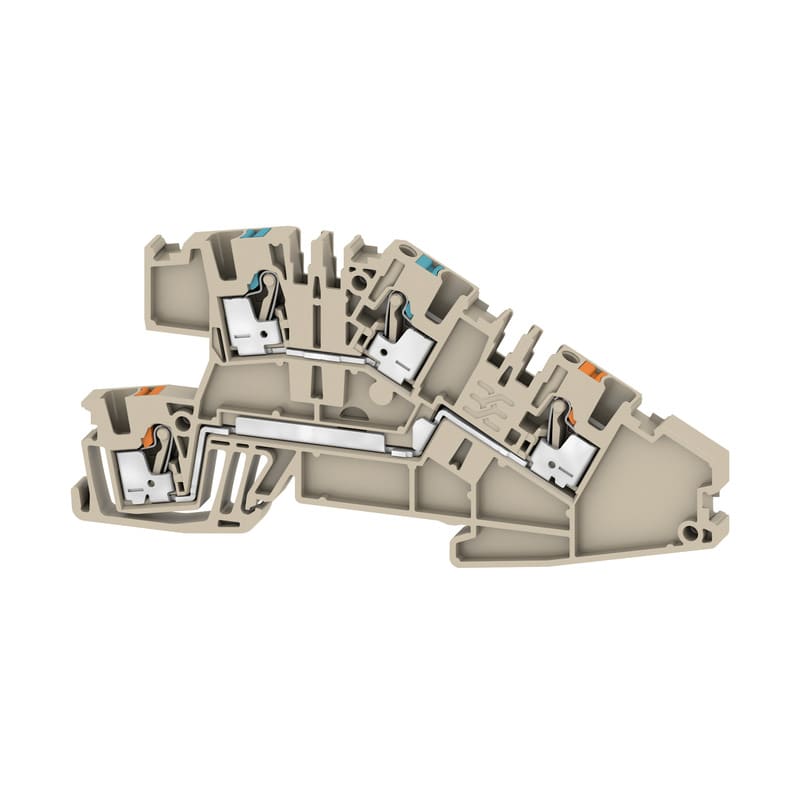 WEIDMULLER - Morsetto da installazione multi piano PUSH IN Beige scuro 2.5 mm² 24 A 400 V Numero di collegamenti 4 Numero di piani 2 TS 35 V-0 Wemid AITB 2.5 BB N-L.