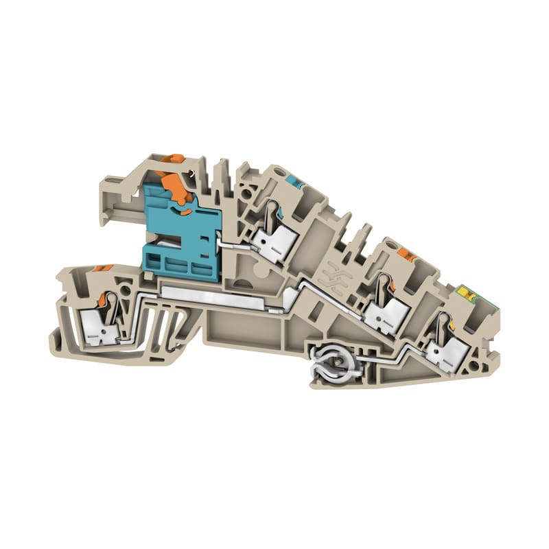WEIDMULLER - Morsetto da installazione multi piano PUSH IN Beige scuro 2.5 mm² 24 A 250 V Numero di collegamenti 4 Numero di piani 3 TS 35 V-0 Wemid AITB 2.5 BB NDT-L-PE.