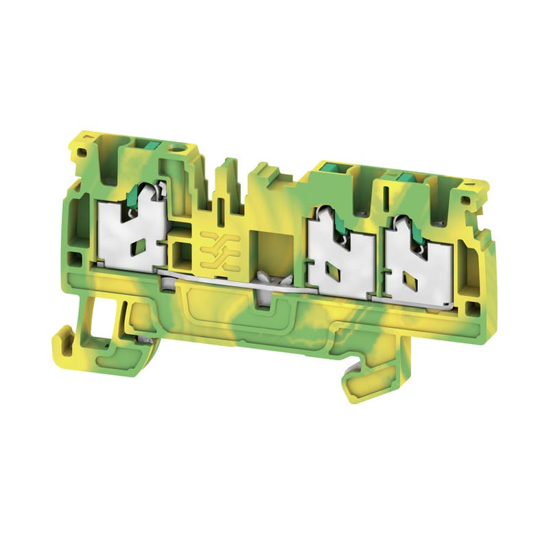 WEIDMULLER - Morsetto PE SNAP IN Verde/giallo 2.5 mm² 800 V Numero di collegamenti: 3 Numero di piani: 1 TS 35 V-0 Wemid S3C 2.5 PE.