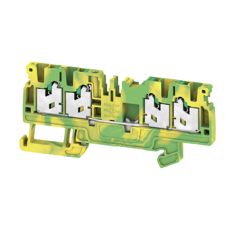 WEIDMULLER - Morsetto PE SNAP IN Verde/giallo 2.5 mm² 800 V Numero di collegamenti: 4 Numero di piani: 1 TS 35 V-0 Wemid S4C 2.5 PE