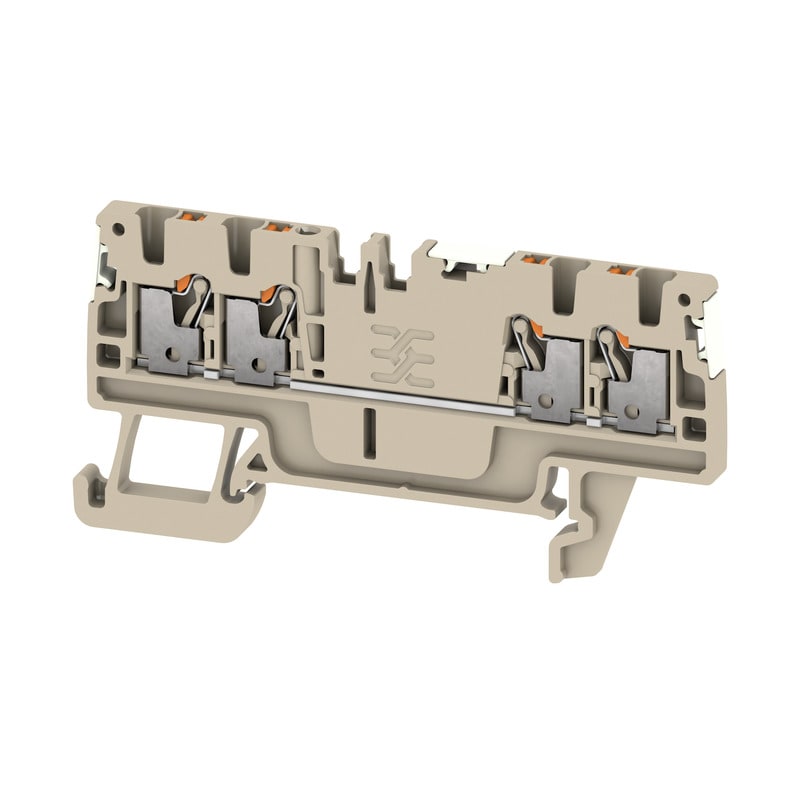 WEIDMULLER - Morsettiera passante PUSH IN Beige scuro 1.5 mm² 17.5 A 500 V Numero di collegamenti: 4 Numero di piani: 1 TS 35 V-0 Wemid 130 °C A4C 1.5 DL.