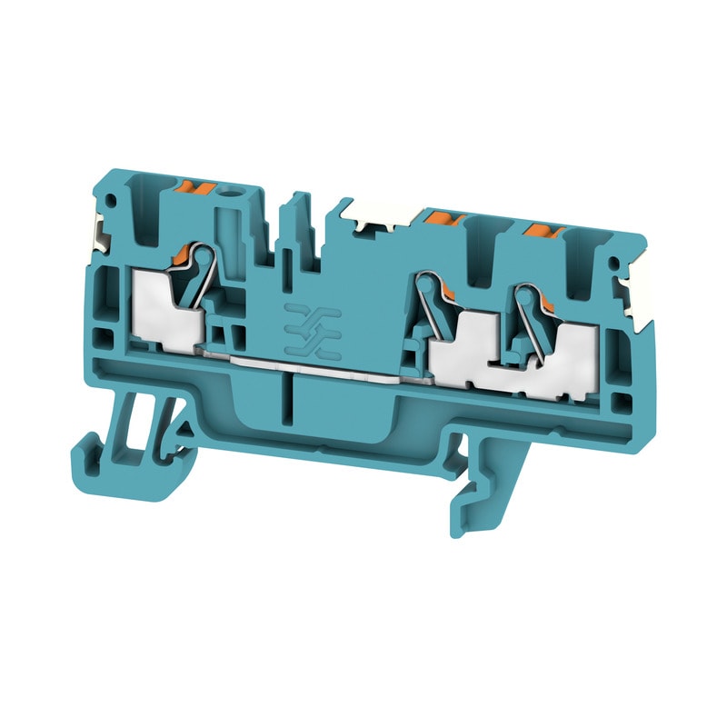 WEIDMULLER - Morsettiera passante PUSH IN blu 2.5 mm² 24 A 800 V 3 collegamenti 1 piano TS 35 V-0 Wemid 130 °C A3C 2.5 DL BL.