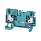 WEIDMULLER - Morsettiera passante PUSH IN blu 4 mm² 32 A 800 V Numero di collegamenti: 2 Numero di piani: 1 TS 35 V-0 Wemid 130 °C A2C 4 DL BL.