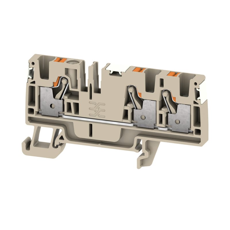 WEIDMULLER - Morsettiera passante PUSH IN Beige scuro 4 mm² 32 A 800 V 3 collegamenti 1 piano TS 35 V-0 Wemid 130 °C A3C 4 DL.
