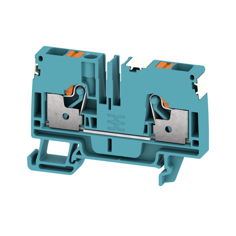 WEIDMULLER - Morsettiera passante PUSH IN blu 6 mm² 41 A 800 V Numero di collegamenti: 2 Numero di piani: 1 TS 35 V-0 Wemid 130 °C A2C 6 DL BL.