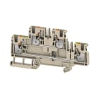 WEIDMULLER - Morsetto componibile a più piani, PUSH IN, Beige scuro, 4 mm², 800 V, Numero di collegamenti: 4, Numero di piani: 2, TS 35, V-0, Wemid A2T 4 FT-PE DL.