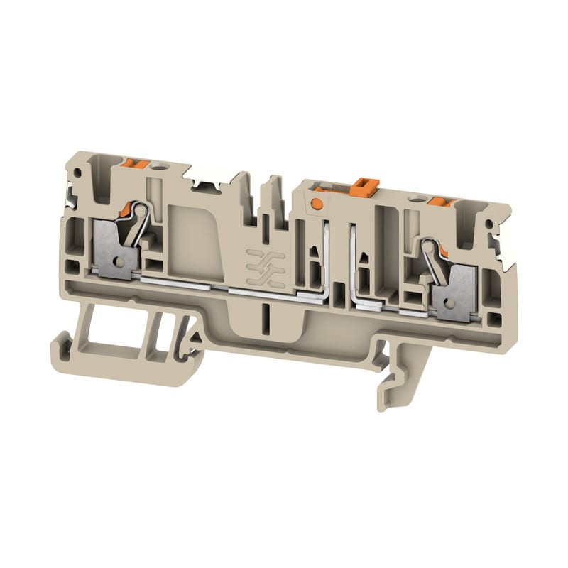 WEIDMULLER - Morsetto sezionatore di prova, PUSH IN, Beige scuro, 2.5 mm², 20 A, 500 V, Numero di collegamenti: 2, Numero di piani: 1, TS 35, V-0, Wemid ADT 2.5 2C DL.