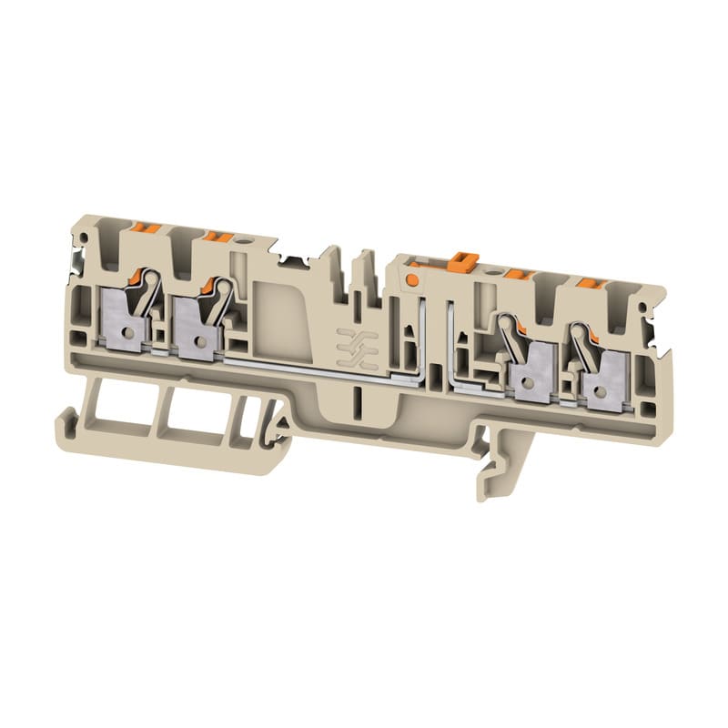 WEIDMULLER - Morsetto sezionatore di prova, PUSH IN, Beige scuro, 2.5 mm², 20 A, 500 V, Numero di collegamenti: 4, Numero di piani: 1, TS 35, V-0, Wemid ADT 2.5 4C DL.