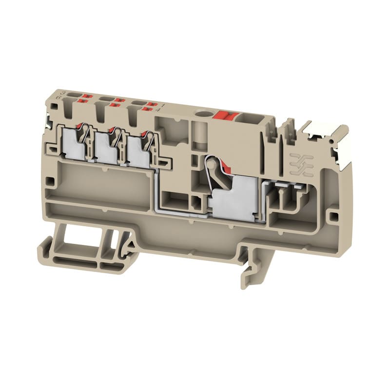 WEIDMULLER - Morsetto ripartitore di potenziale PUSH IN Beige scuro 6 mm² 41 A 500 V Numero di collegamenti: 1 Numero di piani: 1 TS 35 V-0 Wemid AAP11 6/6X1.5 LO-LI DL RD.