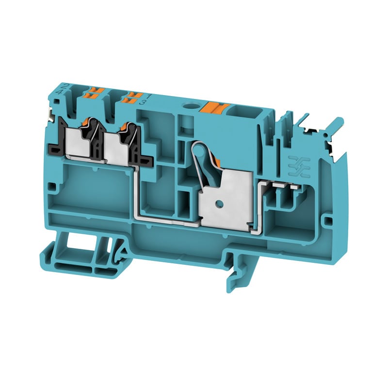 WEIDMULLER - Morsetto ripartitore di potenziale PUSH IN blu 10 mm² 57 A 800 V Numero di collegamenti: 1 Numero di piani: 1 TS 35 V-0 Wemid AAP12 10/4X2.5 LO-LI DL BL/OR