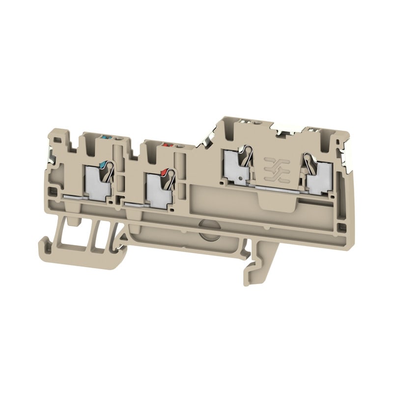 WEIDMULLER - Morsetto componibile per sensori e attuatori, PUSH IN, Beige scuro, 1.5 mm², 13.5 A, 250 V, Numero di collegamenti: 4, Numero di piani: 2, TS 35, V-0, AIO21 1.5 SI DL.