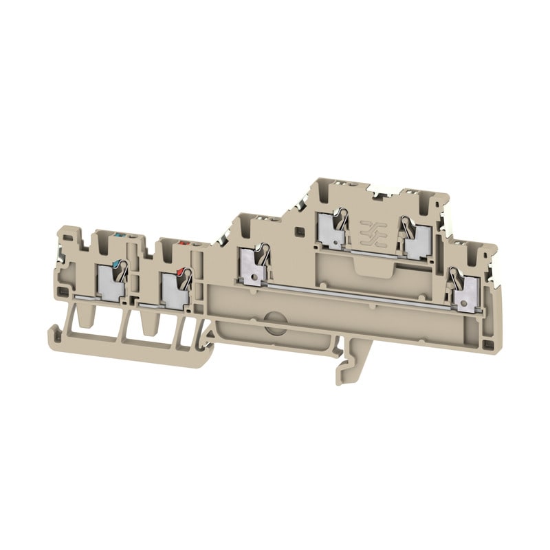 WEIDMULLER - Morsetto componibile per sensori e attuatori, PUSH IN, Beige scuro, 1.5 mm², 13.5 A, 250 V, Numero di collegamenti: 6, Numero di piani: 3, TS 35, V-0, AIO23 1.5 2SI DL.