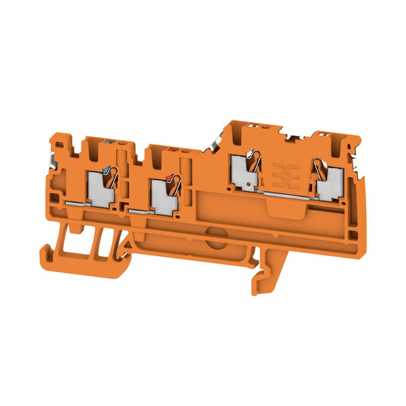 WEIDMULLER - Morsetto componibile per sensori e attuatori PUSH IN arancione 1.5 mm² 13.5 A 250 V Numero di collegamenti 4 Numero di piani 2 TS 35 V-0 W AIO21 1.5 SI DL OR.