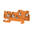 WEIDMULLER - Morsetto componibile PUSH IN arancione 1.5 mm² 13.5 A 250 V, 4 collegamenti, 2 piani, TS 35, V-0, W AIO21 1.5 SO-PE DL OR.