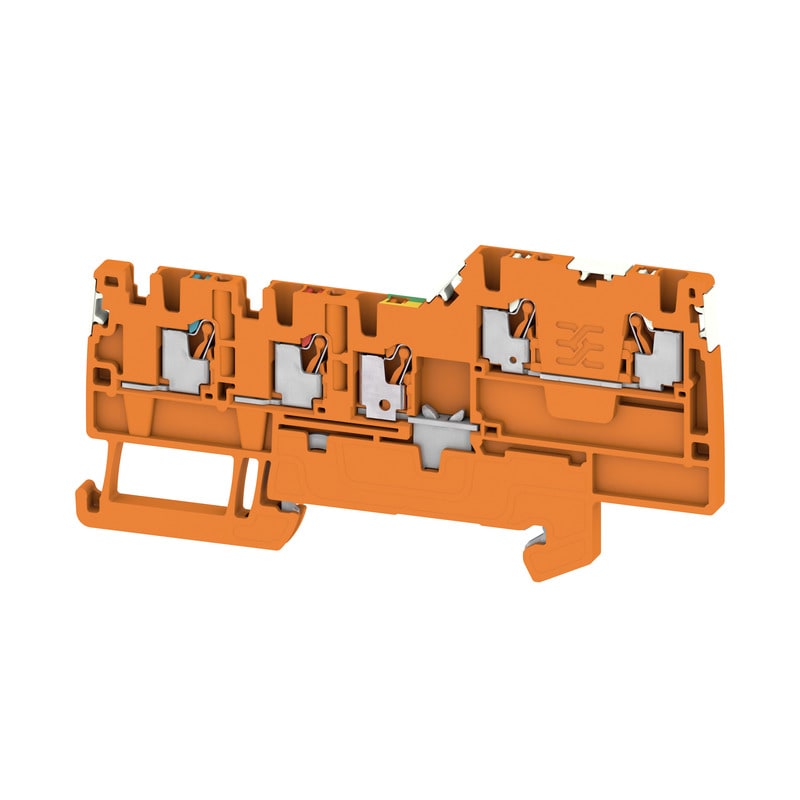 WEIDMULLER - Morsetto componibile PUSH IN arancione per sensori e attuatori, 1.5 mm², 13.5 A, 250 V, 5 collegamenti, 2 piani, TS 35, V-0, W, AIO22 1.5 SI-PE DL OR.