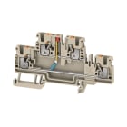 WEIDMULLER - Morsettiera portacomponenti PUSH IN Beige scuro 2.5 mm² 24 V Numero di collegamenti 4 Numero di piani 2 TS 35 V-0 Wemid A2T 2.5 EM1 24VUC LED RD/1