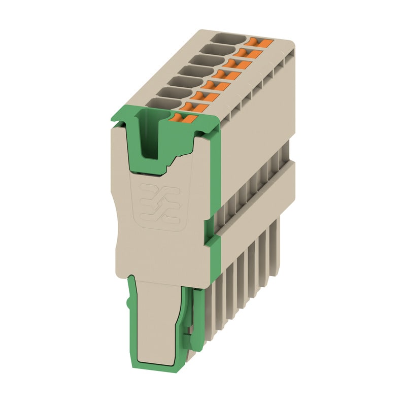 WEIDMULLER - Connettore PUSH IN beige verde 2.5 mm² 24 A 800 V 8 collegamenti V-0 Wemid 8 poli Larghezza 40.8 mm Posi APG 2.5/8-7BG-GN.