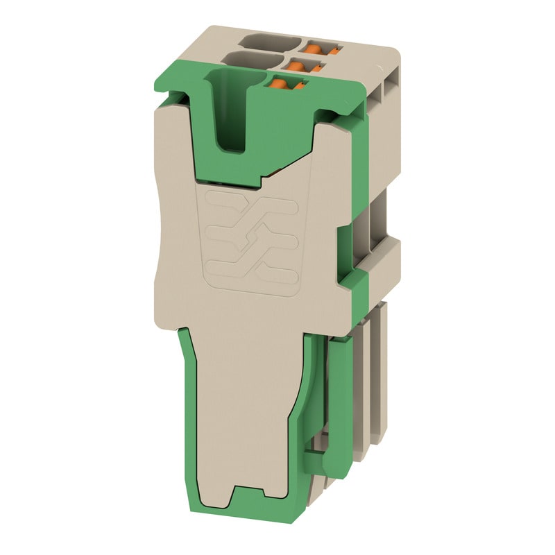 WEIDMULLER - Connettore PUSH IN, Beige scuro, verde, 1.5 mm², 17.5 A, 500 V, Numero di collegamenti: 3, V-0, Wemid, Numero di poli: 3, Larghezza: 10.5 APG 1.5/3-2BG-GN.
