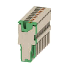 WEIDMULLER - Connettore PUSH IN, Beige scuro, verde, 1.5 mm², 17.5 A, 500 V, Numero di collegamenti: 10, V-0, Wemid, Numero di poli: 10, Larghezza: 35 APG 1.5/10-9BG-GN.