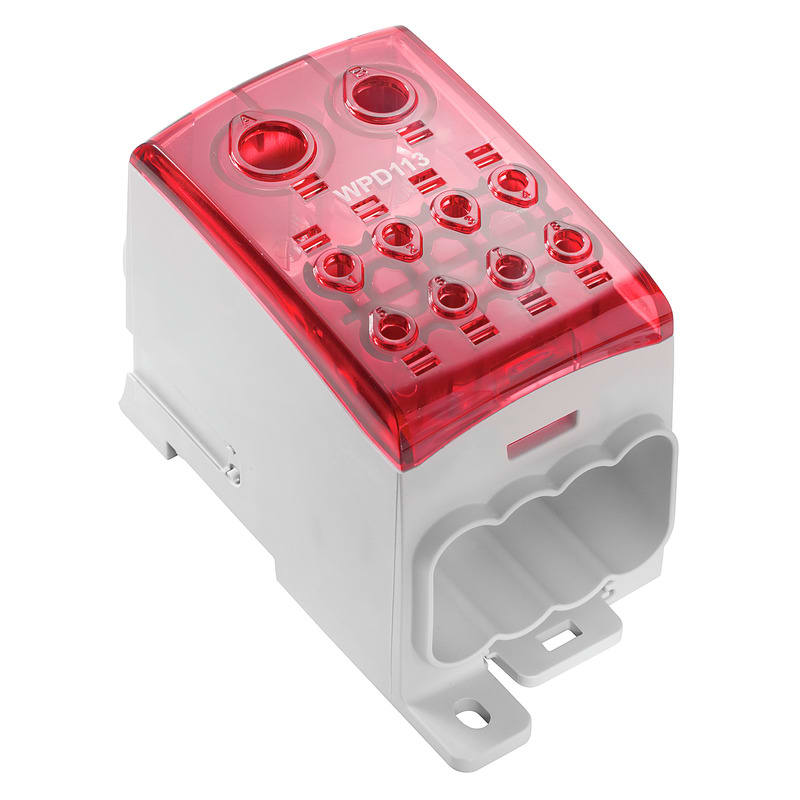 WEIDMULLER - Morsetto ripartitore di potenziale, Collegamento a vite, rosso, 185 mm², 353 A, 1000 V, Numero di collegamenti: 10, Numero di piani: 1, TS 35, Piastra WPD 113 1X185+1X150/8X35 RD.