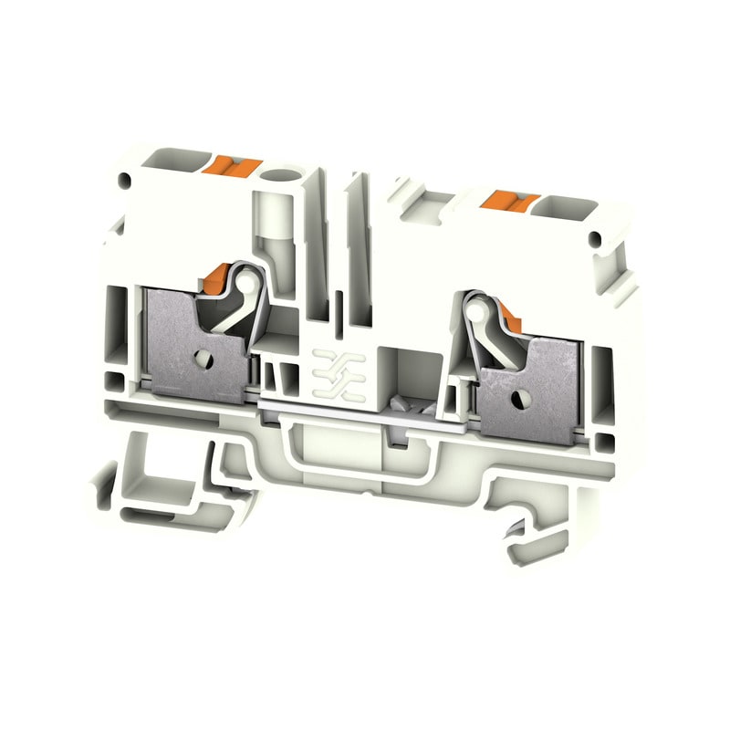 WEIDMULLER - Morsetto PE PUSH IN bianco 6 mm² 800 V Numero di collegamenti: 2 Numero di piani: 1 TS 35 V-0 Wemid A2C 6 FE WT.