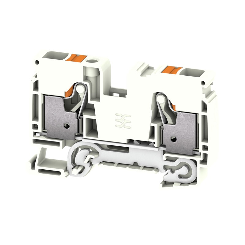 WEIDMULLER - Morsetto PE PUSH IN bianco 10 mm² 1000 V Numero di collegamenti: 2 Numero di piani: 1 TS 35 V-0 Wemid A2C 10 FE WT.