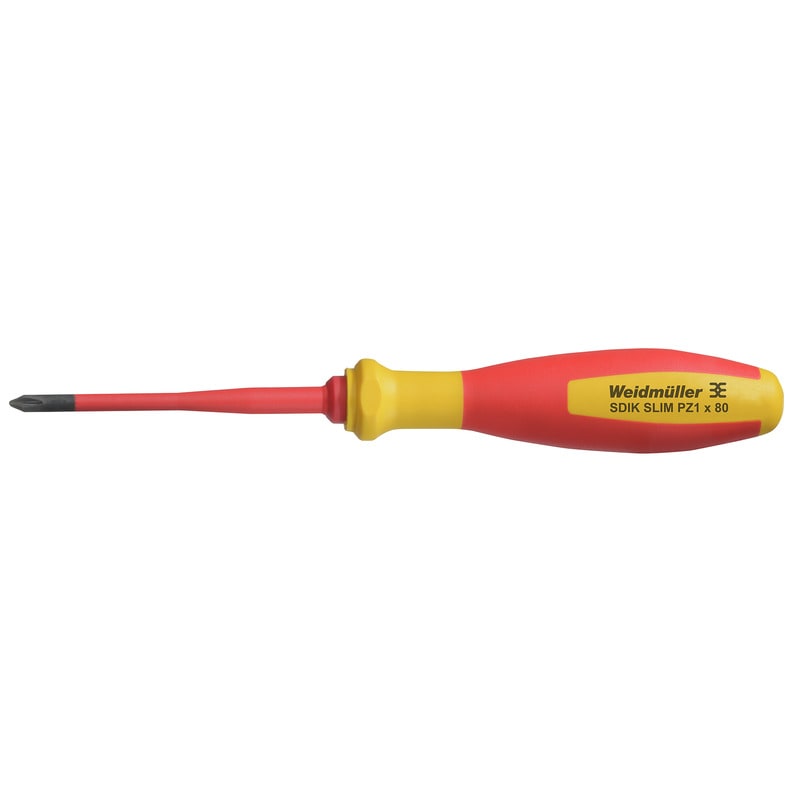 WEIDMULLER - Cacciavite a croce Pozidrive tondo, Grandezza 1, Lunghezza lama 80 mm - SDIK SLIM PZ1 X 80.