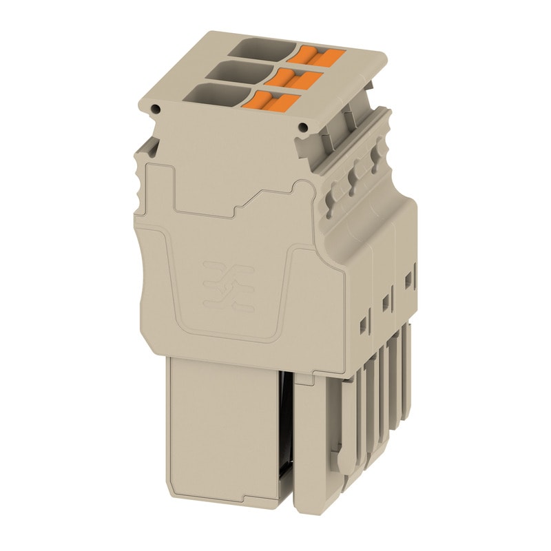 WEIDMULLER - Connettore (Morsetto) PUSH IN Beige scuro 6 mm² 30 A 500 V V-0 Wemid Numero di poli: 3 Larghezza: 24.3 mm Posizione verticale: 27.5 mm APG 6/3 MBB.
