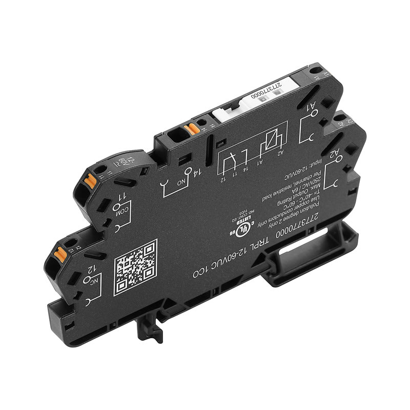 WEIDMULLER - Modulo a relè TRPL 12-60VUC 1CO, LED verde, Raddrizzatore, 1 Contatto di scambio (AgNi), 250 V AC, 6 A, PUSH IN, Tasto di prova: No.