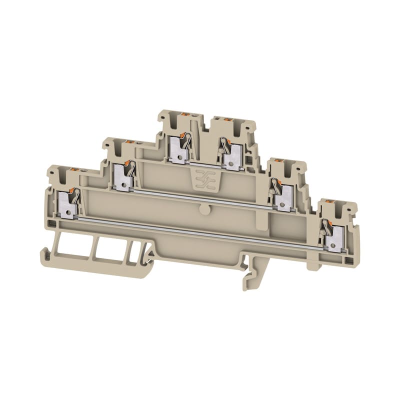 WEIDMULLER - Morsetto componibile a più piani, PUSH IN, Beige scuro, 1.5 mm², 500 V, Numero di collegamenti: 6, Numero di piani: 3, TS 35, V-0, Wemid A3T 1.5.