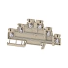 WEIDMULLER - Morsetto componibile a più piani, PUSH IN, Beige scuro, 1.5 mm², 500 V, Numero di collegamenti: 6, Numero di piani: 3, TS 35, V-0, Wemid A3T 1.5.