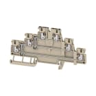 WEIDMULLER - Morsetto componibile a più piani, PUSH IN, Beige scuro, 1.5 mm², 500 V, Numero di collegamenti: 6, Numero di piani: 3, TS 35, V-0, Wemid A3T 1.5 VL.