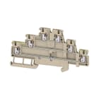 WEIDMULLER - Morsetto componibile a più piani, PUSH IN, Beige scuro, 1.5 mm², 500 V, Numero di collegamenti: 6, Numero di piani: 3, TS 35, V-0, Wemid A3T 1.5 FT-FT-PE.