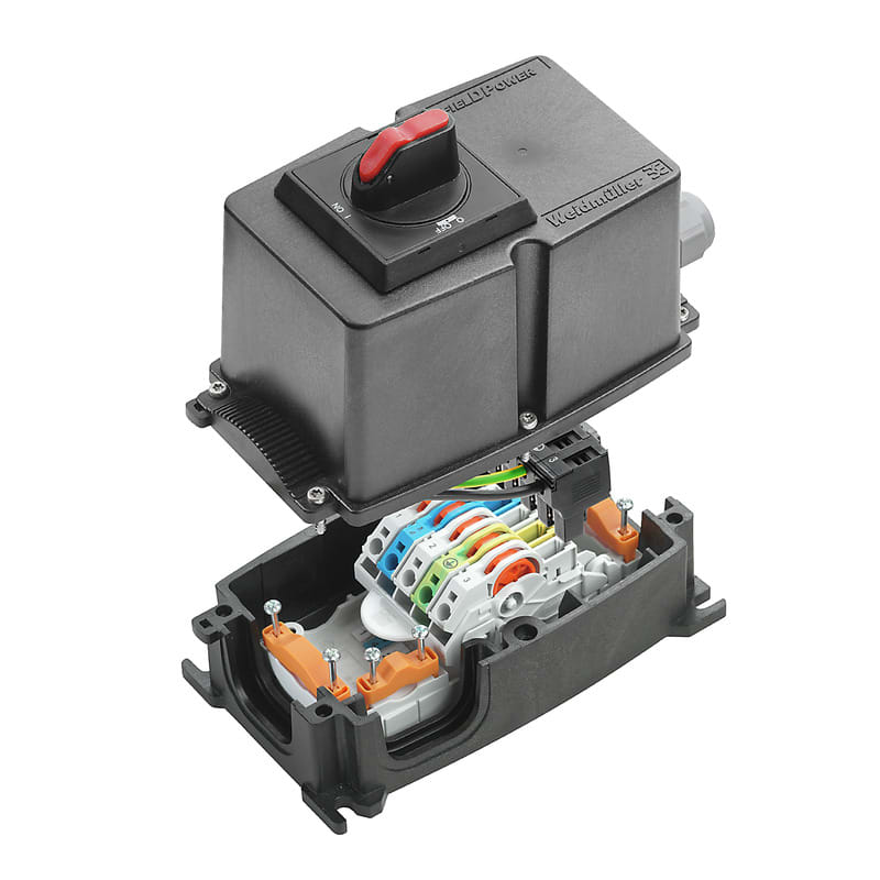 WEIDMULLER - Morsettiera di distribuzione dell'energia con custodie IP65, Interruttore di manutenzione completo, FP BOX ON/OFF VG M20.