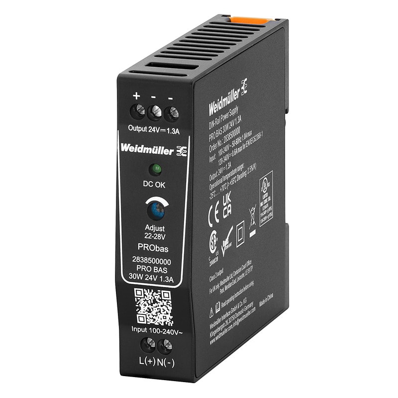 WEIDMULLER - Alimentatore switching 30W 24V 1.3A per uso a 55°C PRO BAS.