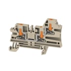 WEIDMULLER - Morsettiera passante PUSH IN Beige scuro 2.5 mm² 24 A 800 V AL3C 2.5 Numero di collegamenti: 3 Numero di piani: 1 TS 35 V-0 Wemid 130 °C.