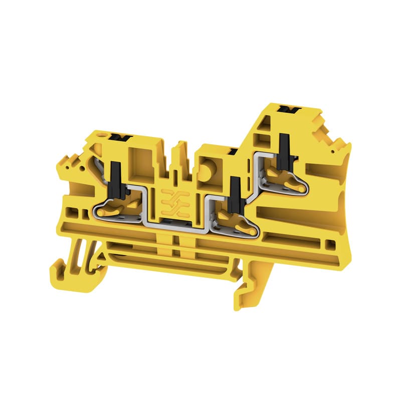 WEIDMULLER - Morsettiera passante PUSH IN nero/giallo 2.5 mm² 24 A 800 V Numero di collegamenti: 3 Numero di piani: 1 TS 35 V-0 Wemid 130 °C AL3C 2.5 FE.