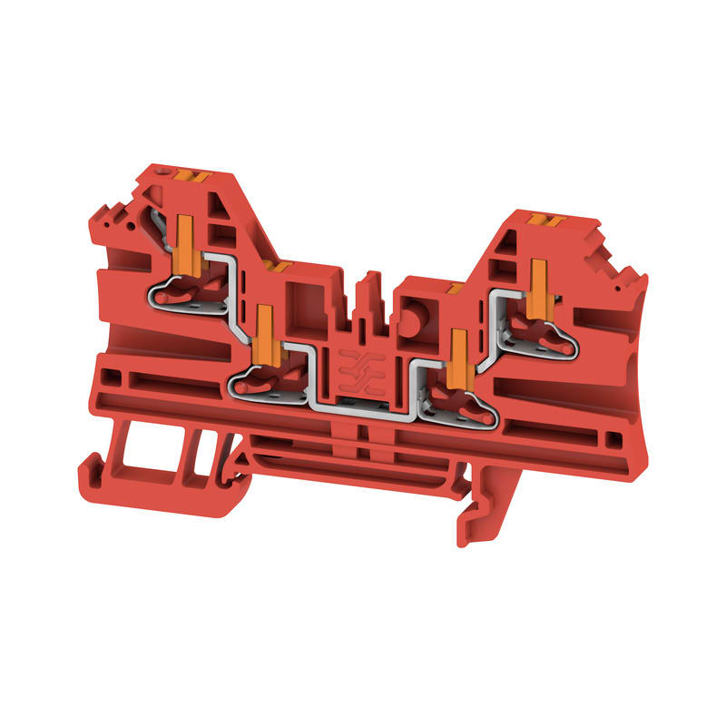WEIDMULLER - Morsettiera passante PUSH IN rosso 2.5 mm² 24 A 800 V Numero di collegamenti: 4 Numero di piani: 1 TS 35 V-0 Wemid 130 °C AL4C 2.5 RD.