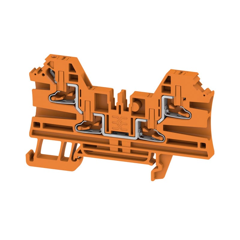 WEIDMULLER - Morsettiera passante PUSH IN arancione 2.5 mm² 24 A 800 V Numero di collegamenti 4 Numero di piani 1 TS 35 V-0 Wemid 130 °C AL4C 2.5 OR.