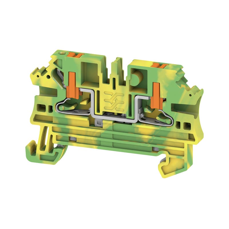 WEIDMULLER - Morsetto PE PUSH IN Verde/giallo 2.5 mm² 800 V Numero di collegamenti: 2 Numero di piani: 1 TS 35 V-0 Wemid AL2C 2.5 PE