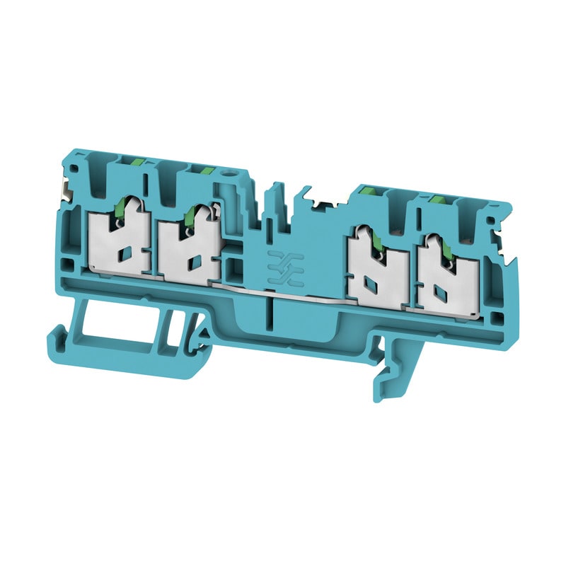 WEIDMULLER - Morsettiera passante SNAP IN blu 2.5 mm² 24 A 800 V Numero di collegamenti 4 Numero di piani 1 TS 35 V-0 Wemid 130 °C S4C 2.5 DL BL.