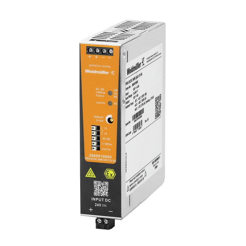 WEIDMULLER - Convertitore DC/DC 24V/12V 96W 8A ad alta efficienza > 89% PRO DCDC