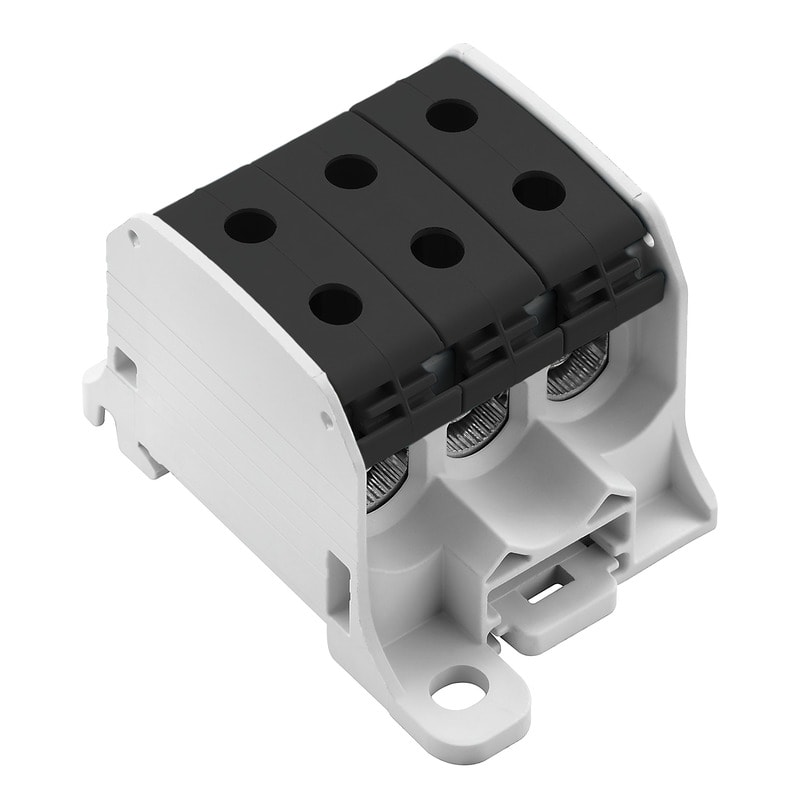 WEIDMULLER - Morsetto ripartitore di potenziale, Collegamento a vite, nero, 50 mm², 150 A, 1000 V, Numero di collegamenti: 6, Numero di piani: 1, TS 35, Piastra di WPD 330CC 3X50/3X50 BK.