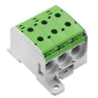 WEIDMULLER - Morsetto ripartitore di potenziale, collegamento a vite, grigio chiaro, verde, 95 mm², 232 A, 1000 V, 6 collegamenti, 1 piano, WPD 331CC 3X95/3X95 GN.