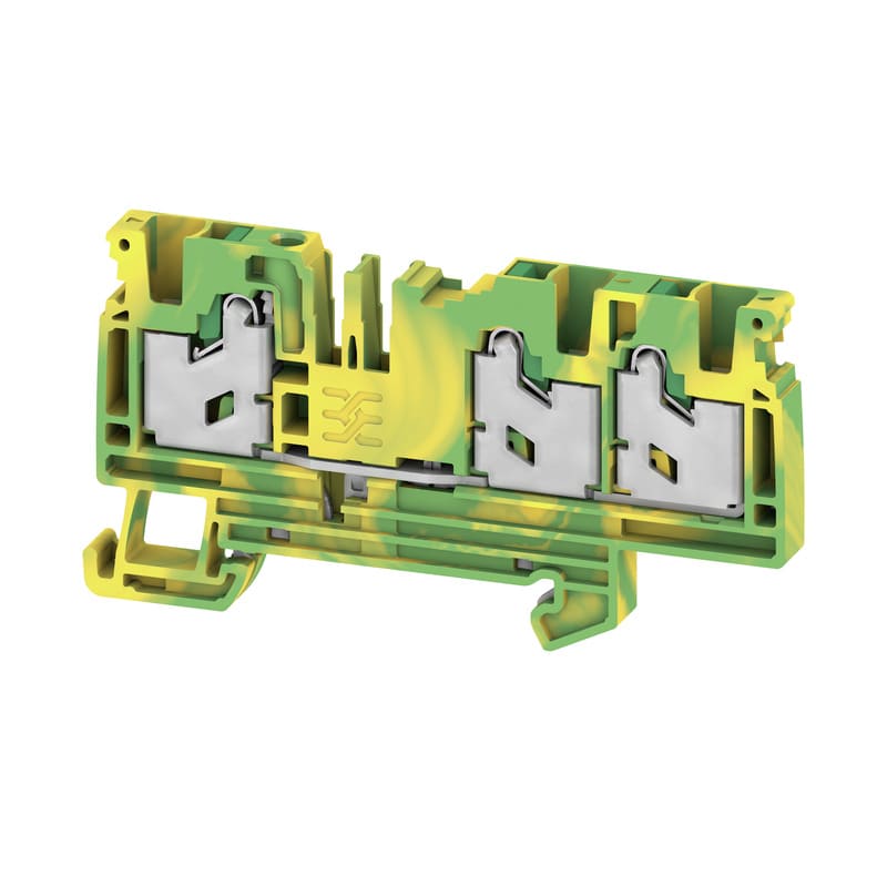 WEIDMULLER - Morsetto PE SNAP IN Verde/giallo 4 mm² 1000 V Numero di collegamenti: 3 Numero di piani: 1 TS 35 V-0 Wemid S3C 4 PE