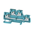 WEIDMULLER - Morsetto componibile SNAP IN blu 2.5 mm² 800 V, 4 collegamenti, 2 piani, TS 35, V-0, Wemid S2T 2.5 VL DL BL.