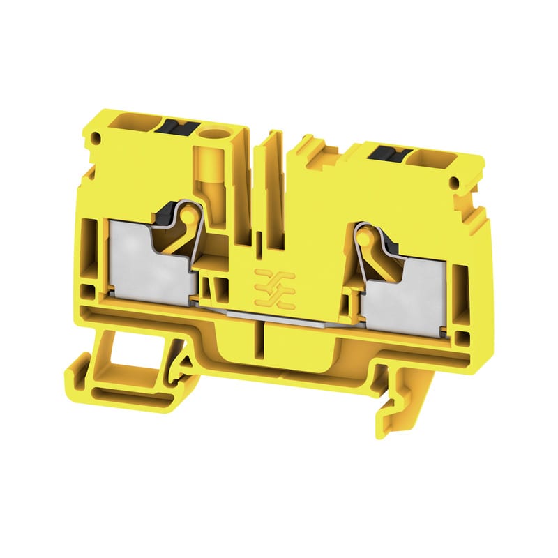 WEIDMULLER - Morsettiera passante PUSH IN giallo 6 mm² 41 A 800 V Numero di collegamenti: 2 Numero di piani: 1 TS 35 V-0 Wemid 130 °C A2C 6 FE.