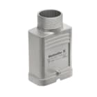 WEIDMULLER - Custodia connettore HDC HQM TOLU 1PG21, con connettori a innesto industriali e entrata cavo dall'alto. Gancio trasversale in basso, dimensioni HQ e grado di protezione IP65.