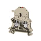 WEIDMULLER - Morsetto componibile portafusibile, collegamento a vite, beige scuro, 6 mm², 6.3 A, 70 V, numero di collegamenti: 2, numero di piani: 1, TS 35, V-0, WSI 6/LD 30-70V DC/AC.