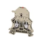 WEIDMULLER - Morsetto componibile portafusibile, collegamento a vite, beige scuro, 6 mm², 6.3 A, 150 V, numero di collegamenti: 2, numero di piani: 1, TS 35, V-0, WSI 6/LD 60-150V DC/AC.